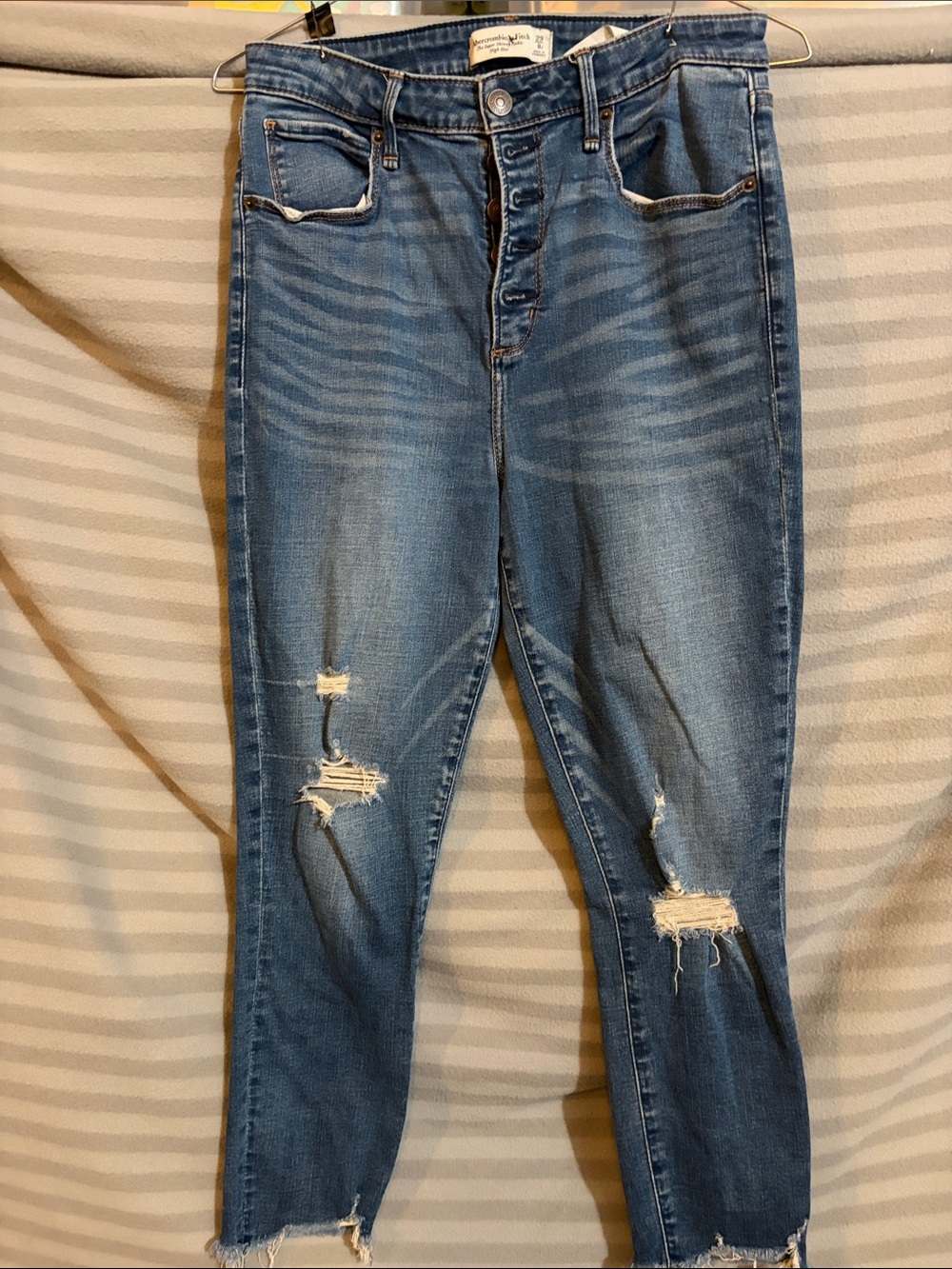 Abercrombie & Fitch Distressed Skinny Jeans in Blue Wash